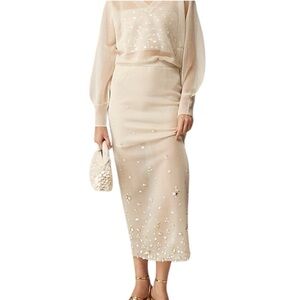 J.Crew Collection sheer sweater-skirt with sequins in sand